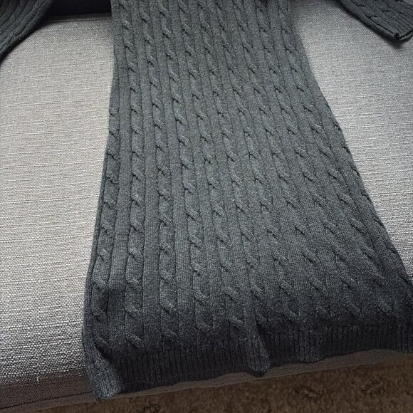 Calvin Klein Medium Gray Cable-Knit Sweater Dress with Buckle - Picture 7 of 8